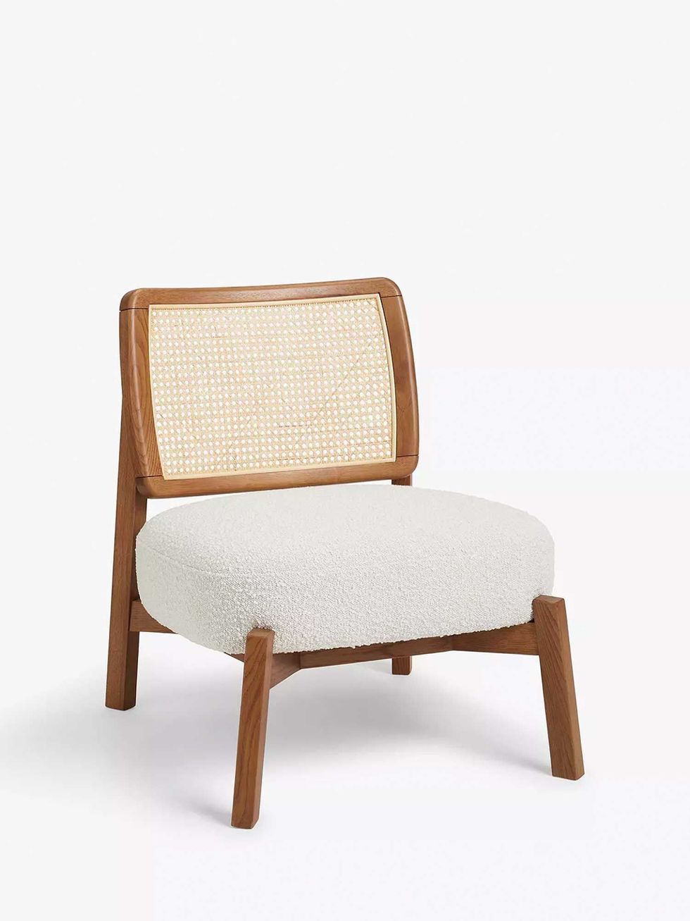 Dime Accent Chair, Walnut Frame, Cream Boucle
