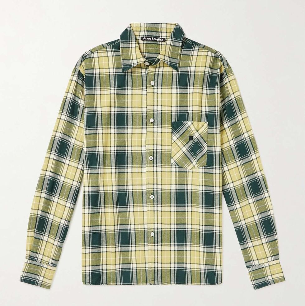 Sandres Logo-Appliquéd Checked Cotton-Flannel Shirt