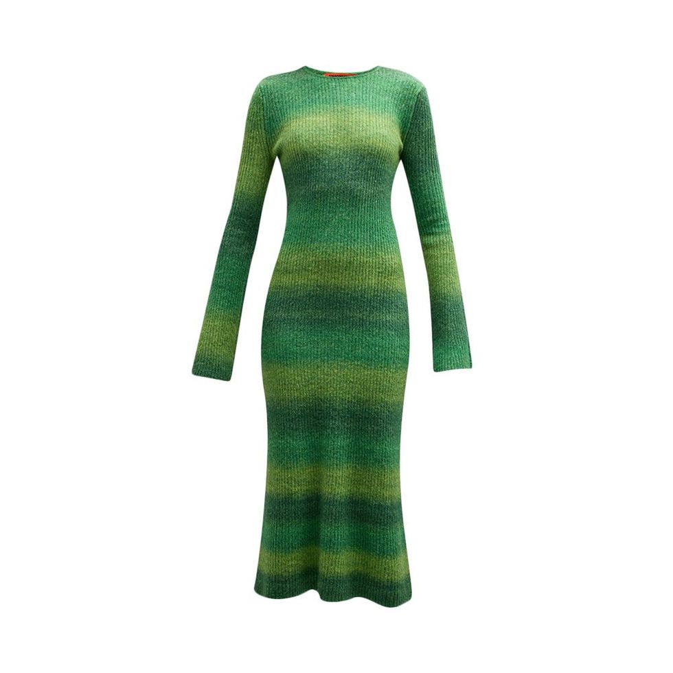 Axon Stripe Long-Sleeve Midi Sweater Dress