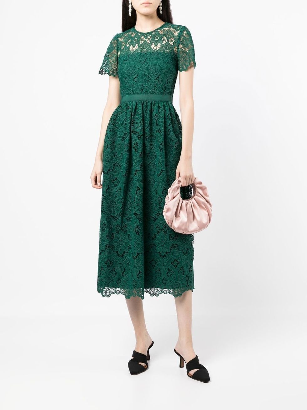 Pippa Middleton Embraces Festive Dressing in a Green Lace Self Portrait  Dress - Shop Her Look