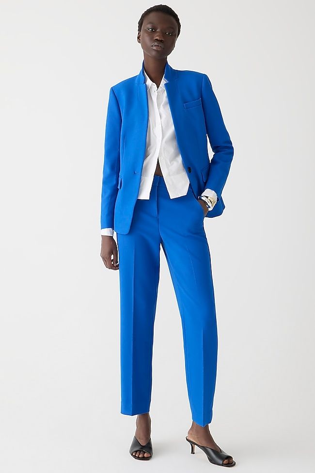 Royal Blue Formal Pants Suit With Single Breasted Blazer and Straight Pants  High Waist, Blue Blazer Trouser Suit for Women, Tall Women Suit -   Canada