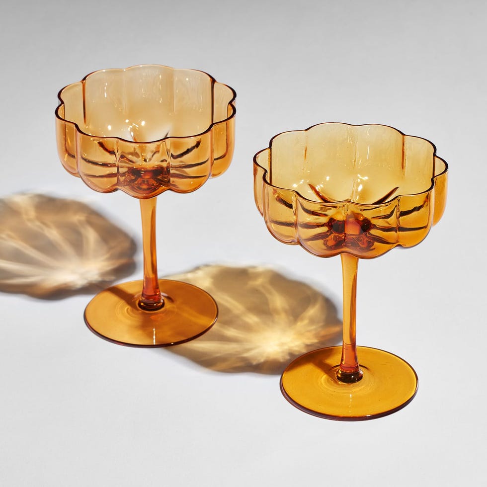 Flower Wave Glass Coupes, Set of 2