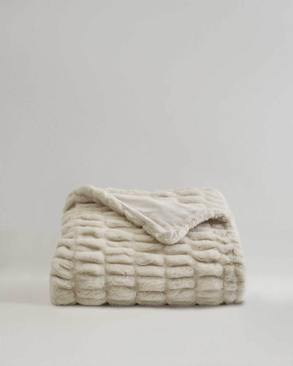 Textured Faux Fur Throw