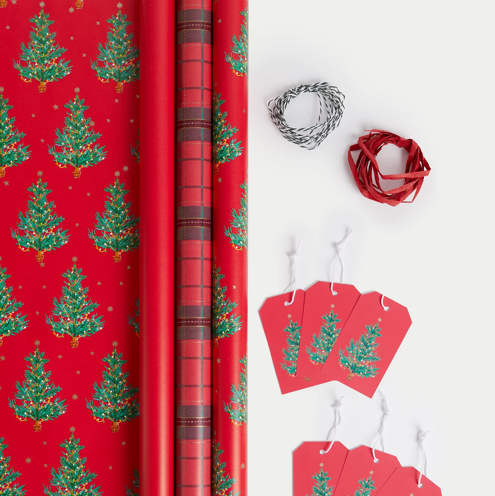 M&S Red Gift Wrap & Accessories Pack