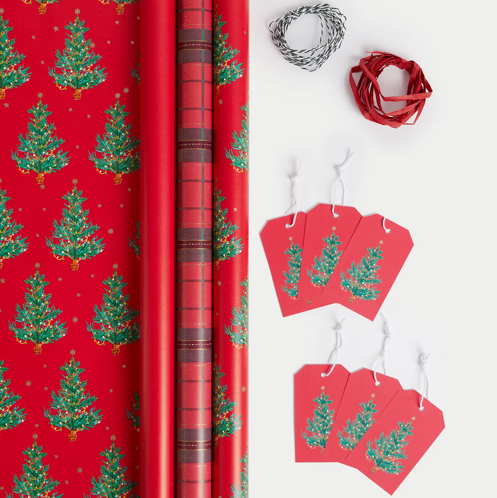 M&S Red Gift Wrap & Accessories Pack