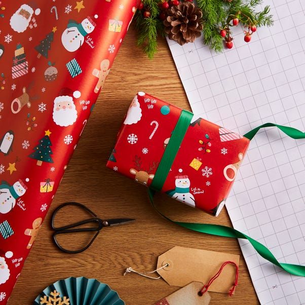 Dunelm Santa Reindeer Wrapping Paper