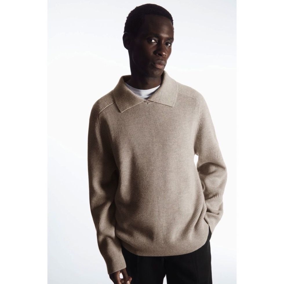 Open-Collar Wool And Cashmere Polo Shirt