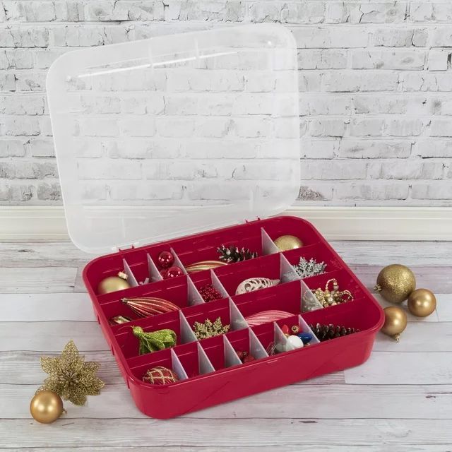 The Holiday Aisle® Christmas Ornament Storage Box With Adjustable