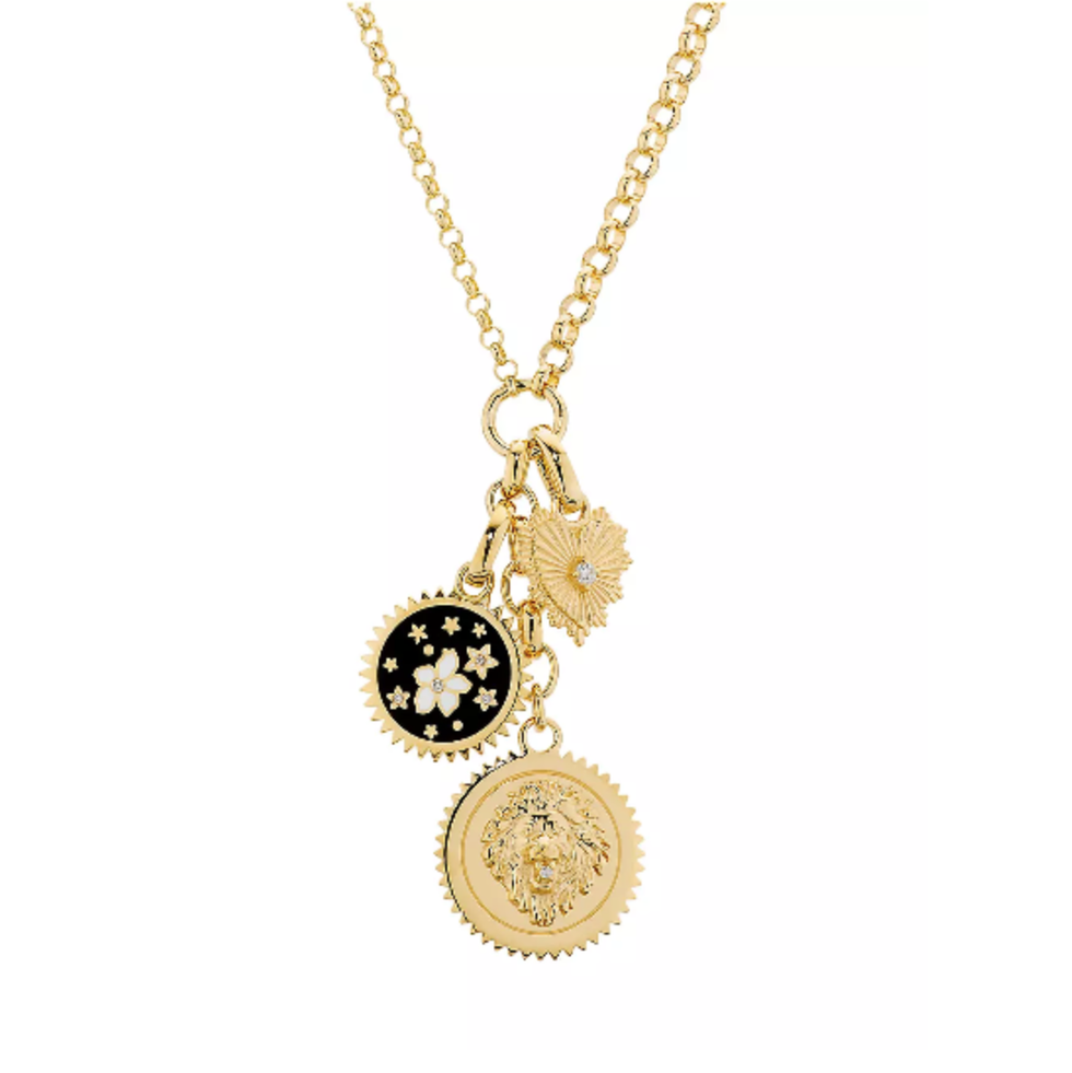 Strength, Resilience & True Love 18k Yellow Gold, Diamond, and Enamel Necklace