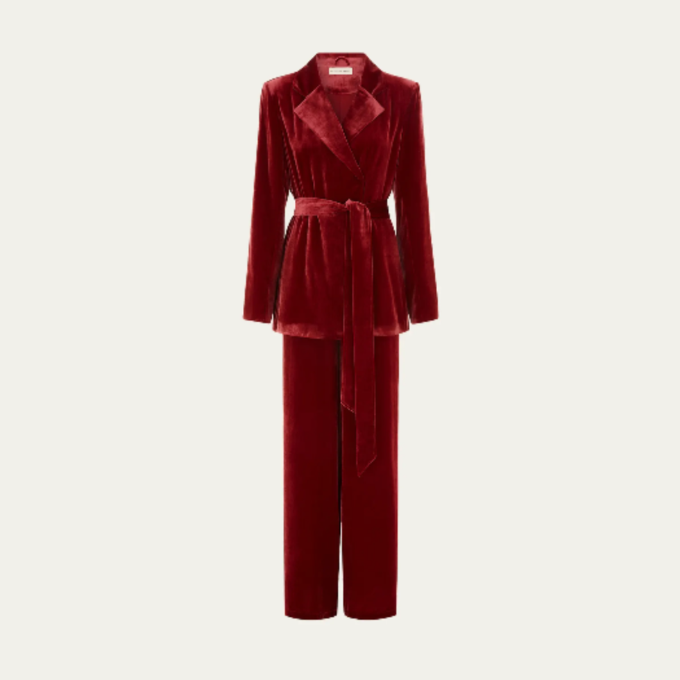 Jagger Belted Silk Velvet Pajama Set