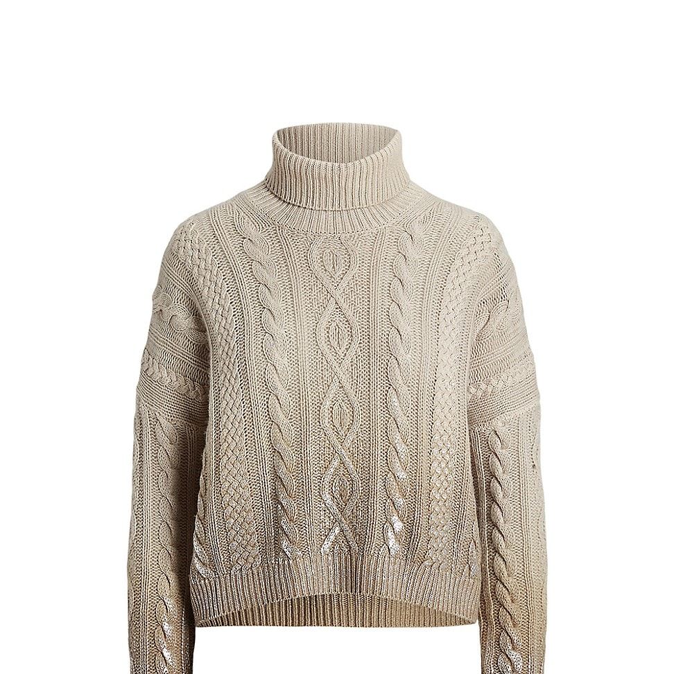 Cashmere Cable-Knit Turtleneck Sweater