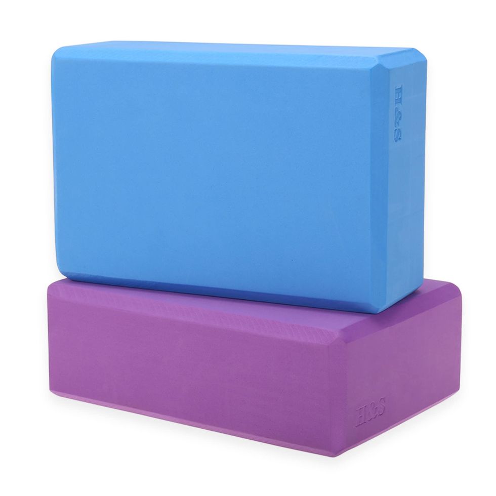 H&S 2 x Yoga Block High Density EVA Foam Brick Eco Friendly Purple Blue