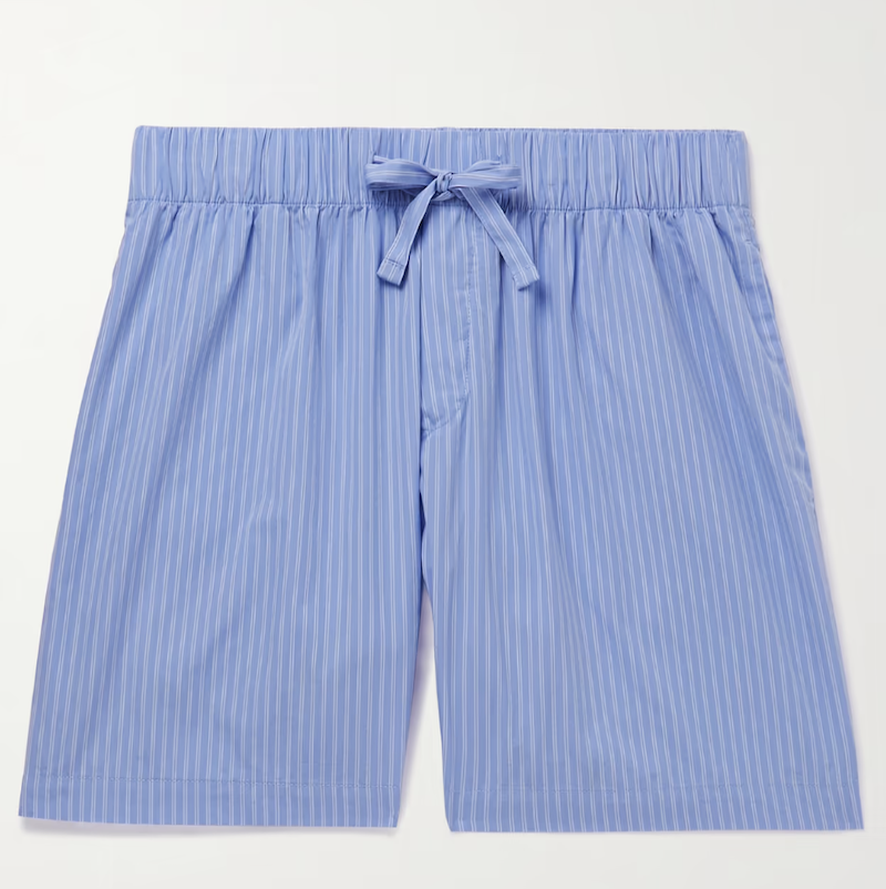 Striped Organic Cotton-Poplin Pajama Shorts