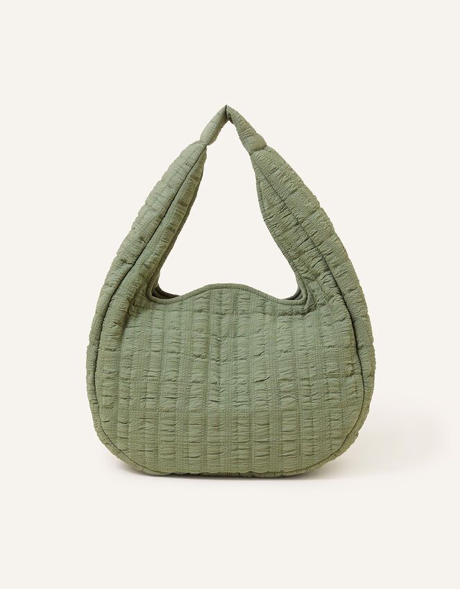 Seersucker Slouch Shoulder Bag Green