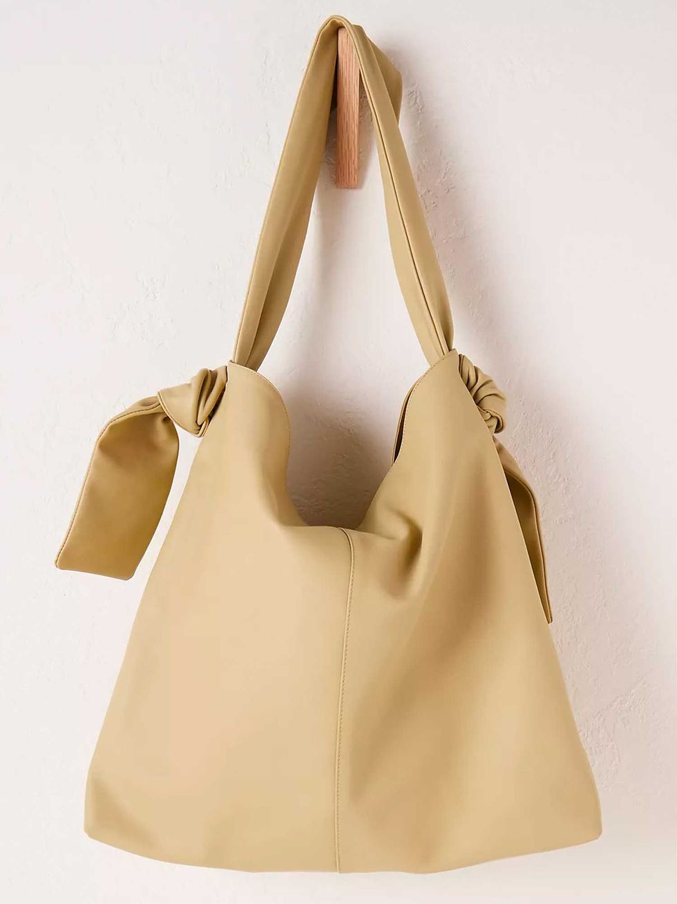 Knotted Leather Slouchy Tote Bag