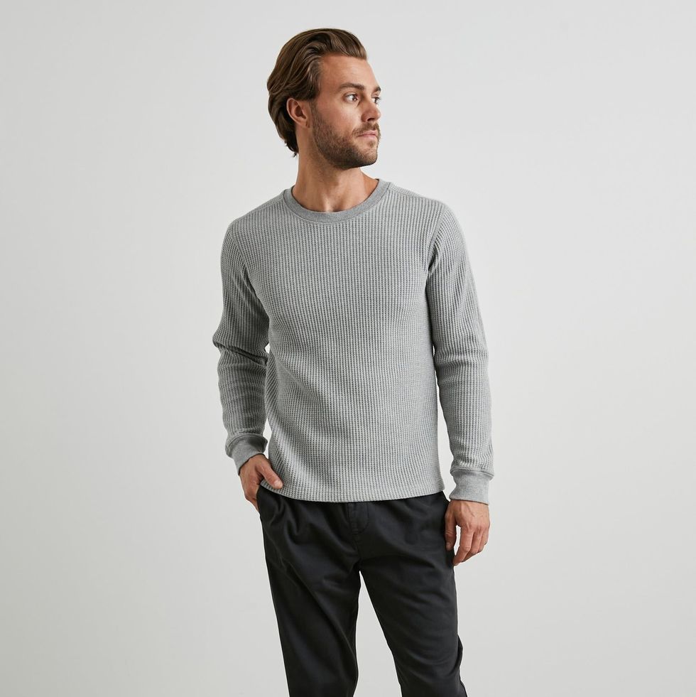 Men's Thermal Shirt Long Sleeve Medium Weight Waffle Knit Warm