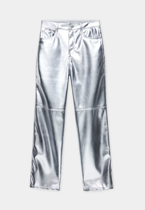 Helmut Lang Mirror Straight-leg Leather Trousers In Metallic Silver |  ModeSens