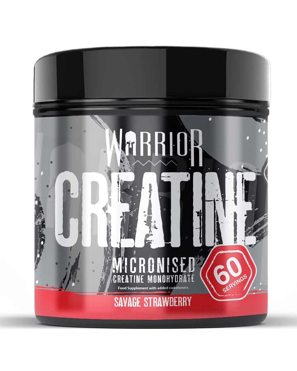 Warrior, Creatine Monohydrate Powder - 300g - Micronised for Easy Mixing - for Recovery & Performance, Savage Strawberry