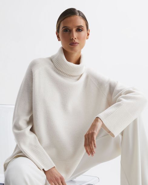 Off-White Mock Neck in Wool & Cashmere