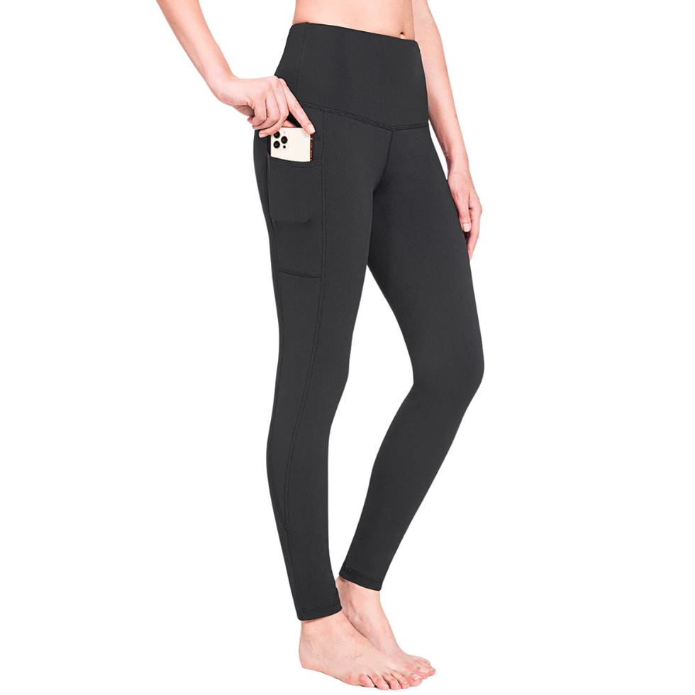 90 Degree By Reflex High Waist Fleece Lined Leggings - Yoga Pants - Black -  Medium
