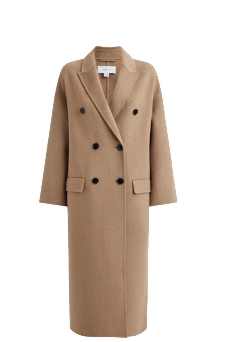 Camel Wool Belted Wrap Coat with Tie Waist, Whistles