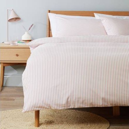Argos Home Brushed Cotton Pink Stripe Bedding Set
