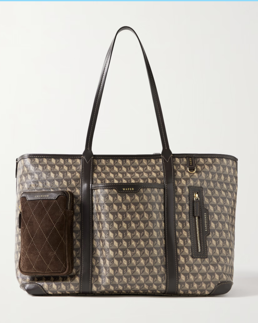  In-Flight Leather and Suede-Trimmed Tote