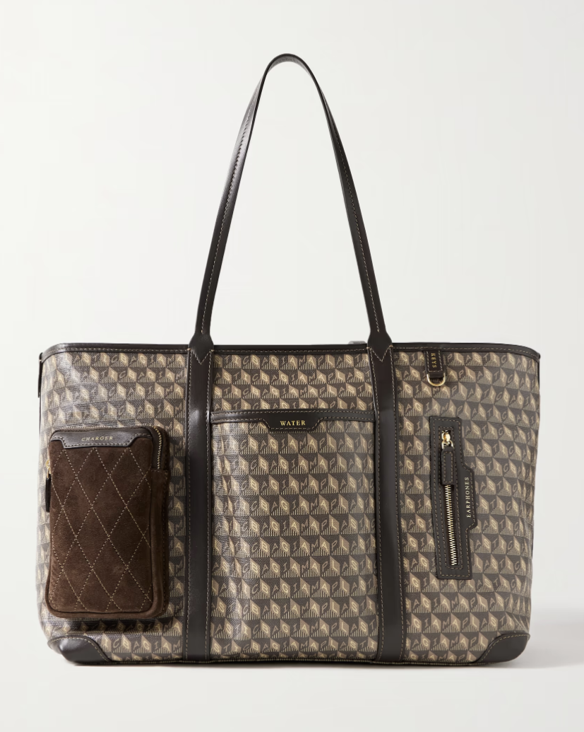  In-Flight Leather and Suede-Trimmed Tote