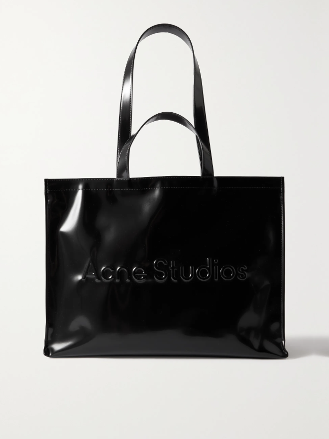 Embossed Faux Patent-Leather Tote
