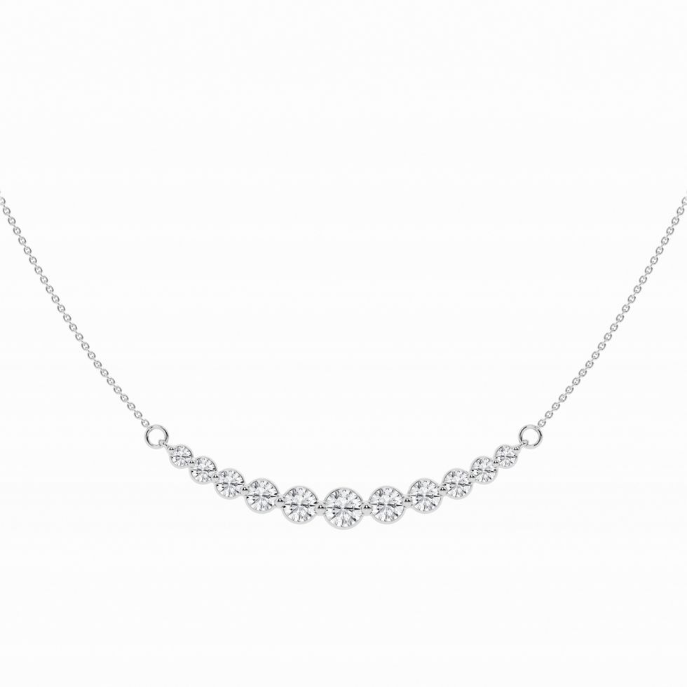 1 ctw Round Lab Grown Diamond Curved Center Necklace