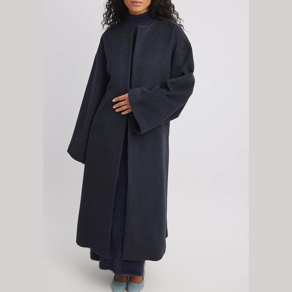 Oversized Longline Plaid Wool-Blend Coat