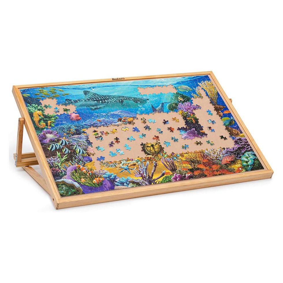Lavievert 2 in 1 Reversible Jigsaw Puzzle Board, Angle & Height Adjustable  Wooden Puzzle Plateau Easel for Adults, Portable Tilting Table with