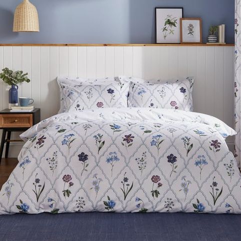 Botanical Trellis Cotton Duvet Cover and Pillowcase Set