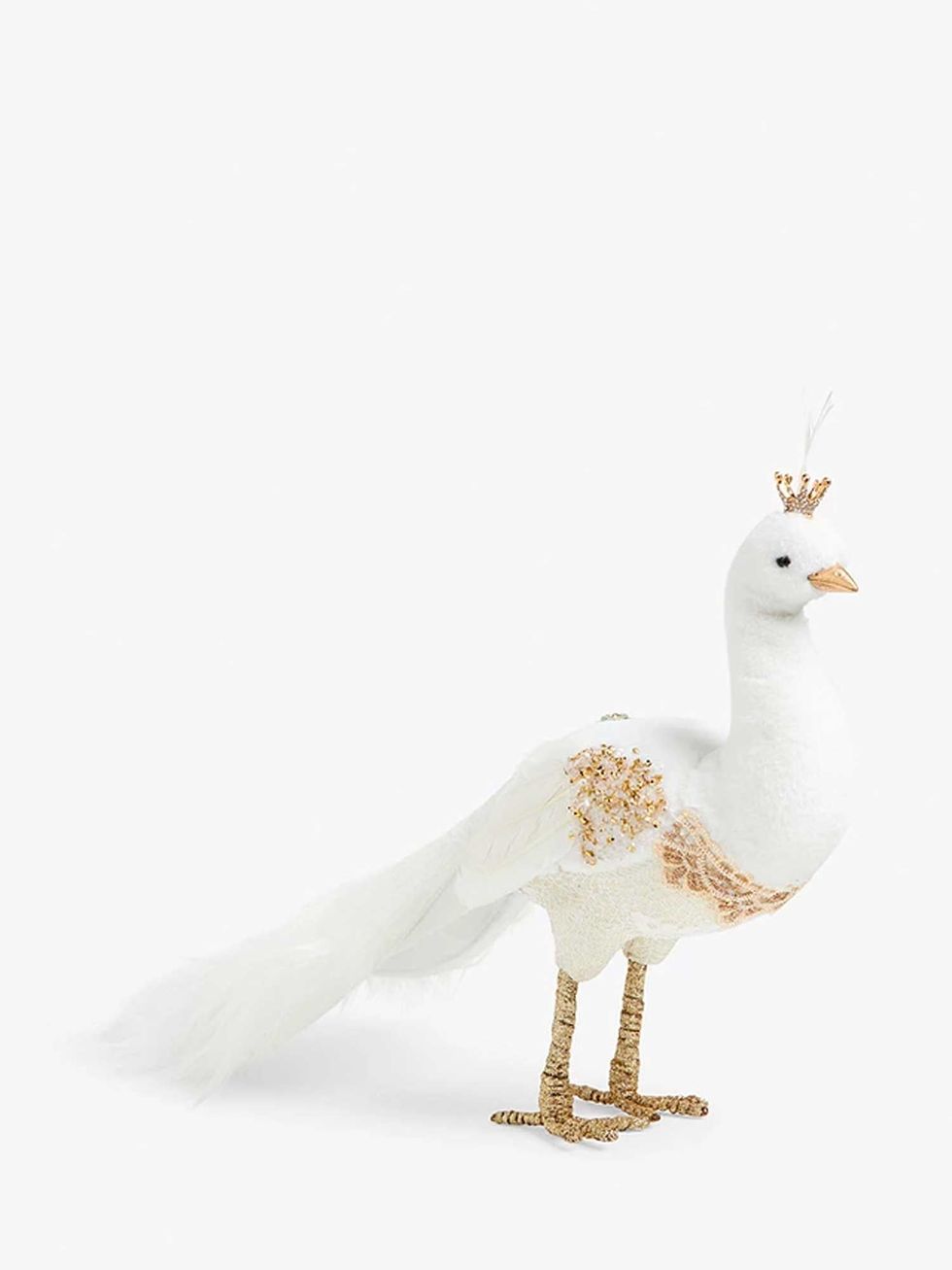 Winter Fairytale White Peacock Standing Decoration