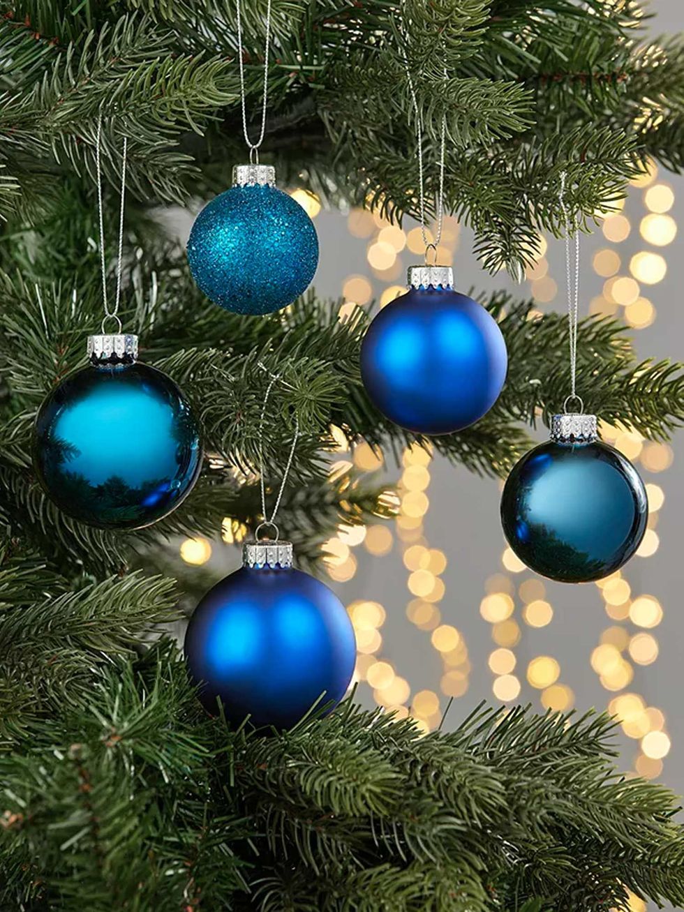  Beyond Christmas Glass Baubles, Box of 42, Blue