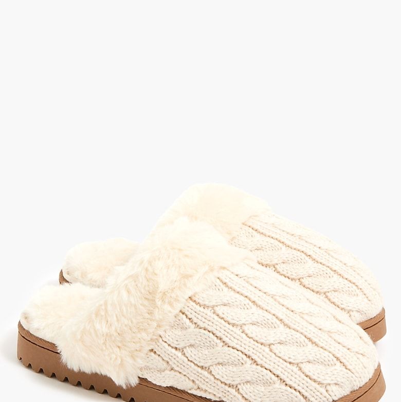 Cable-Knit Scuff Slippers