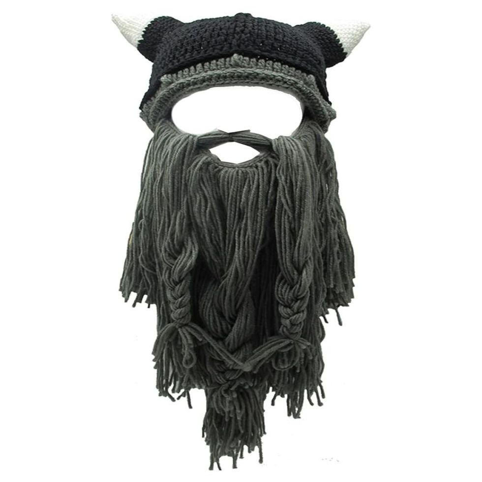 Knitted Hat with Beard Beanie