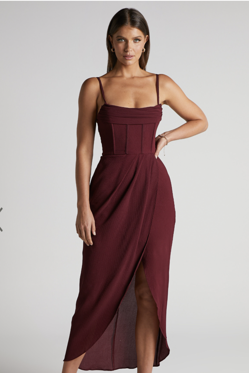 Drina Midi Dress - High Low Wrap Corset Dress