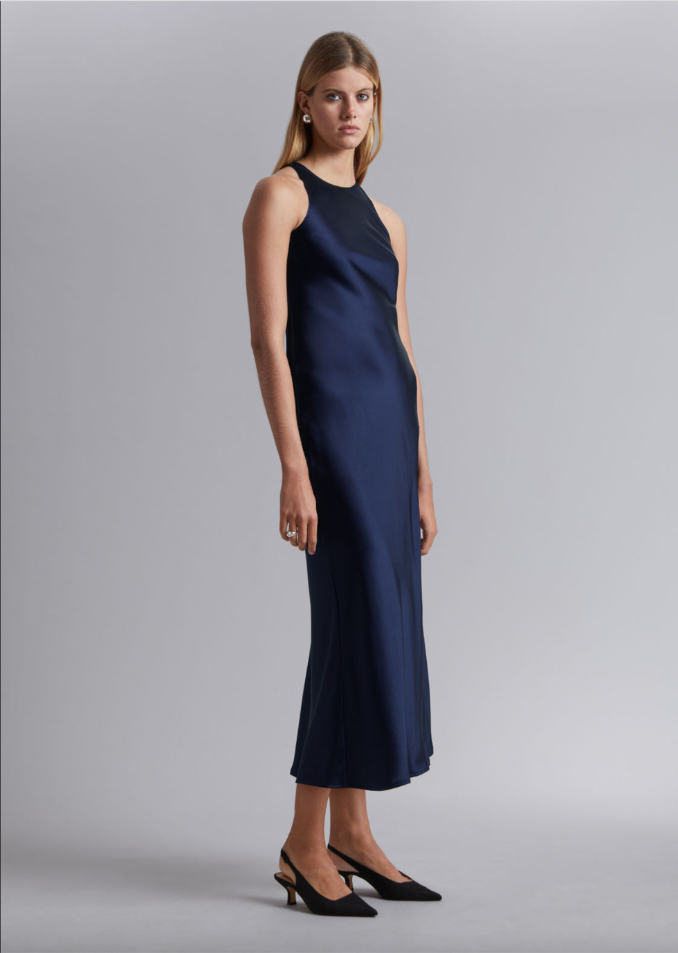 Slim Satin Midi Dress