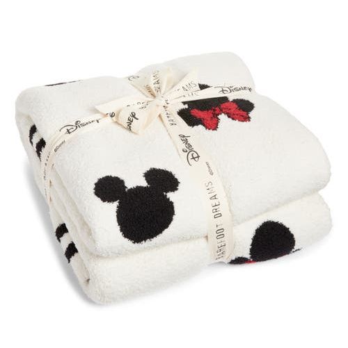 Mickey and Minnie Logo CozyChic Throw Blanket