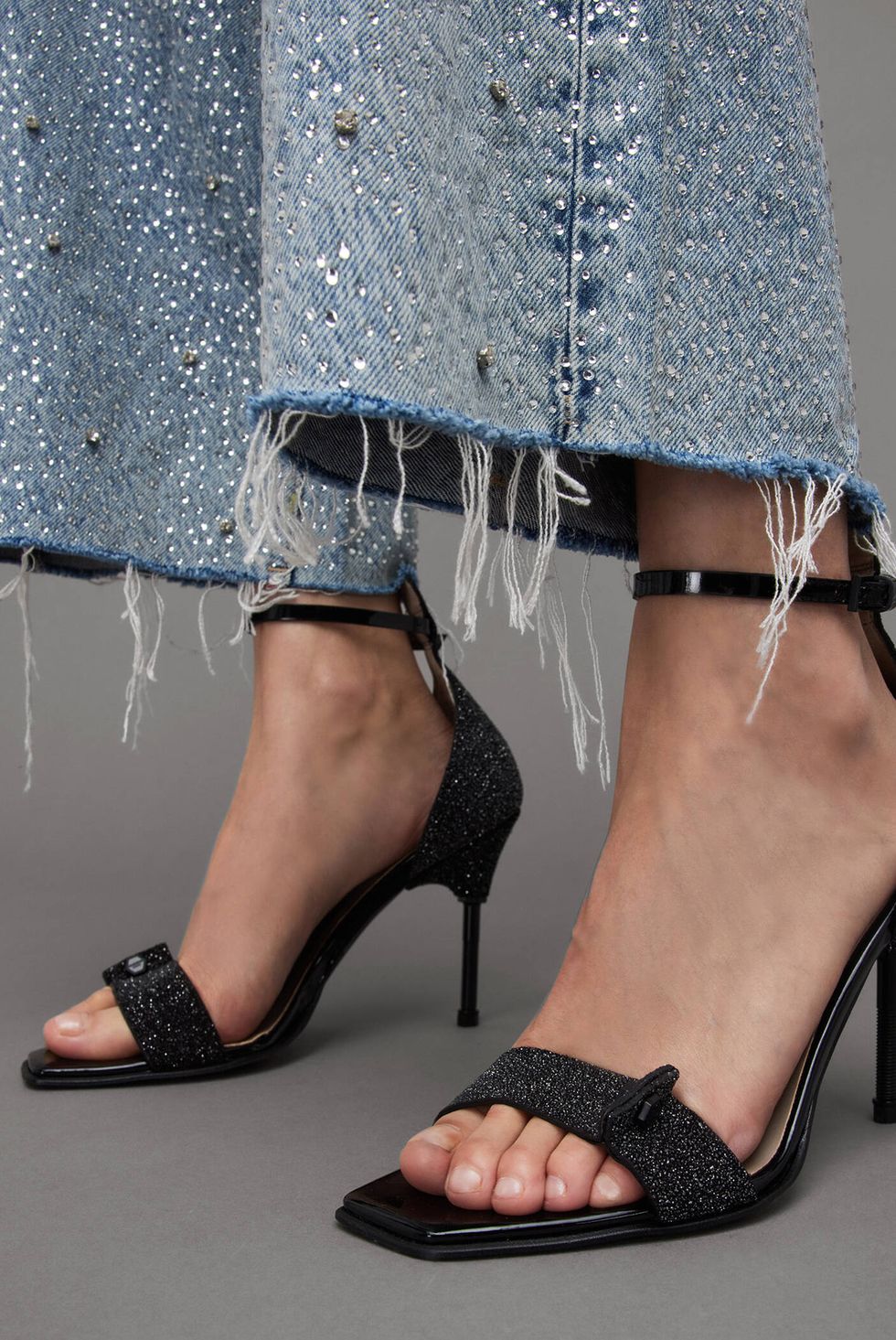 Betty sparkle Lleather sandal heels