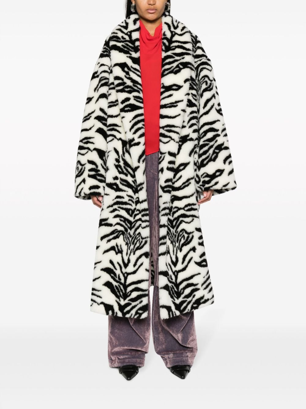 Zebra-Print Faux-Fur Coat