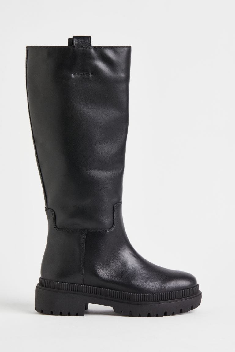 Leather knee-high boots