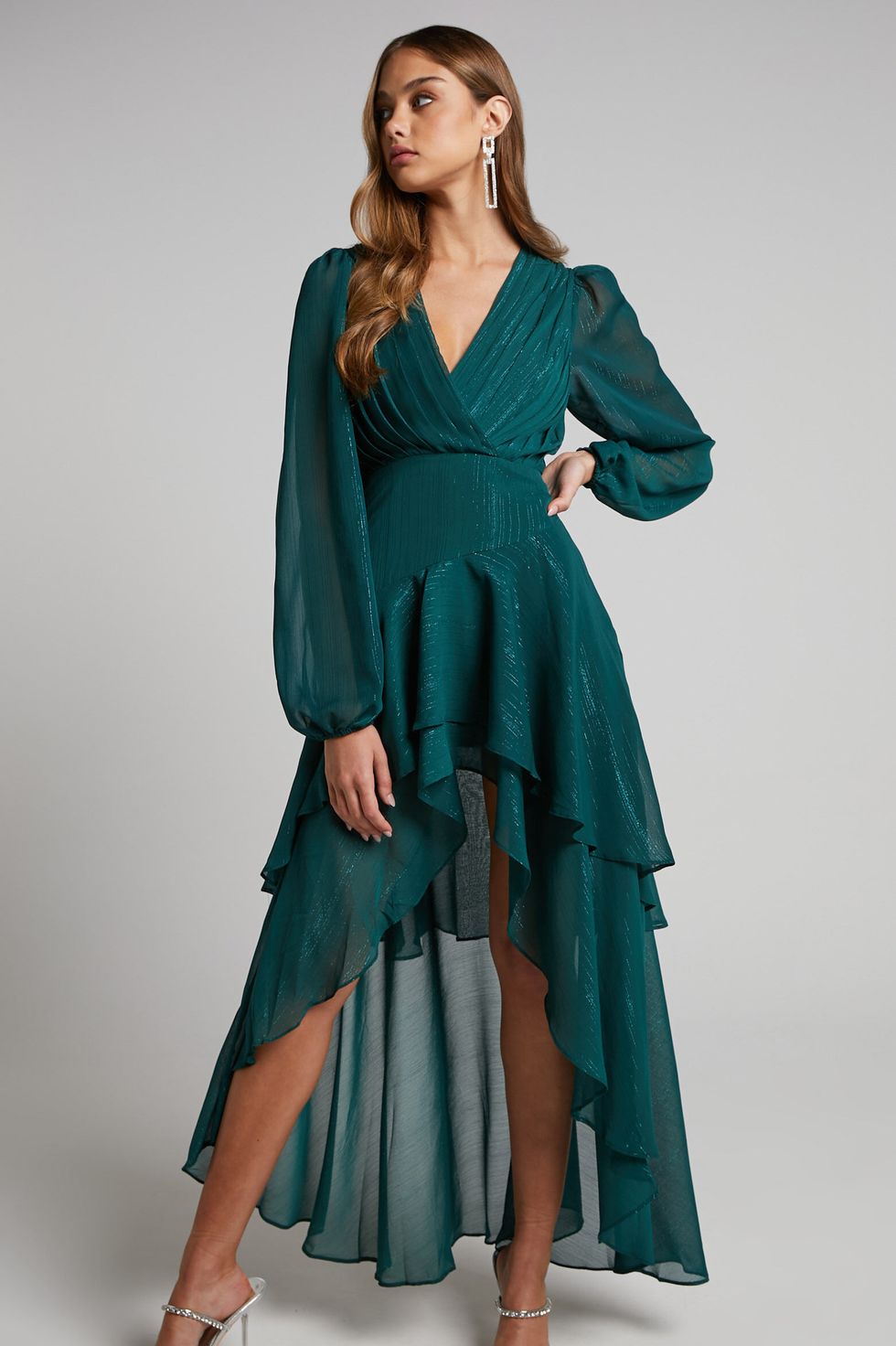 Claudita Midi Dress - Long Sleeve High Low Hem Dress