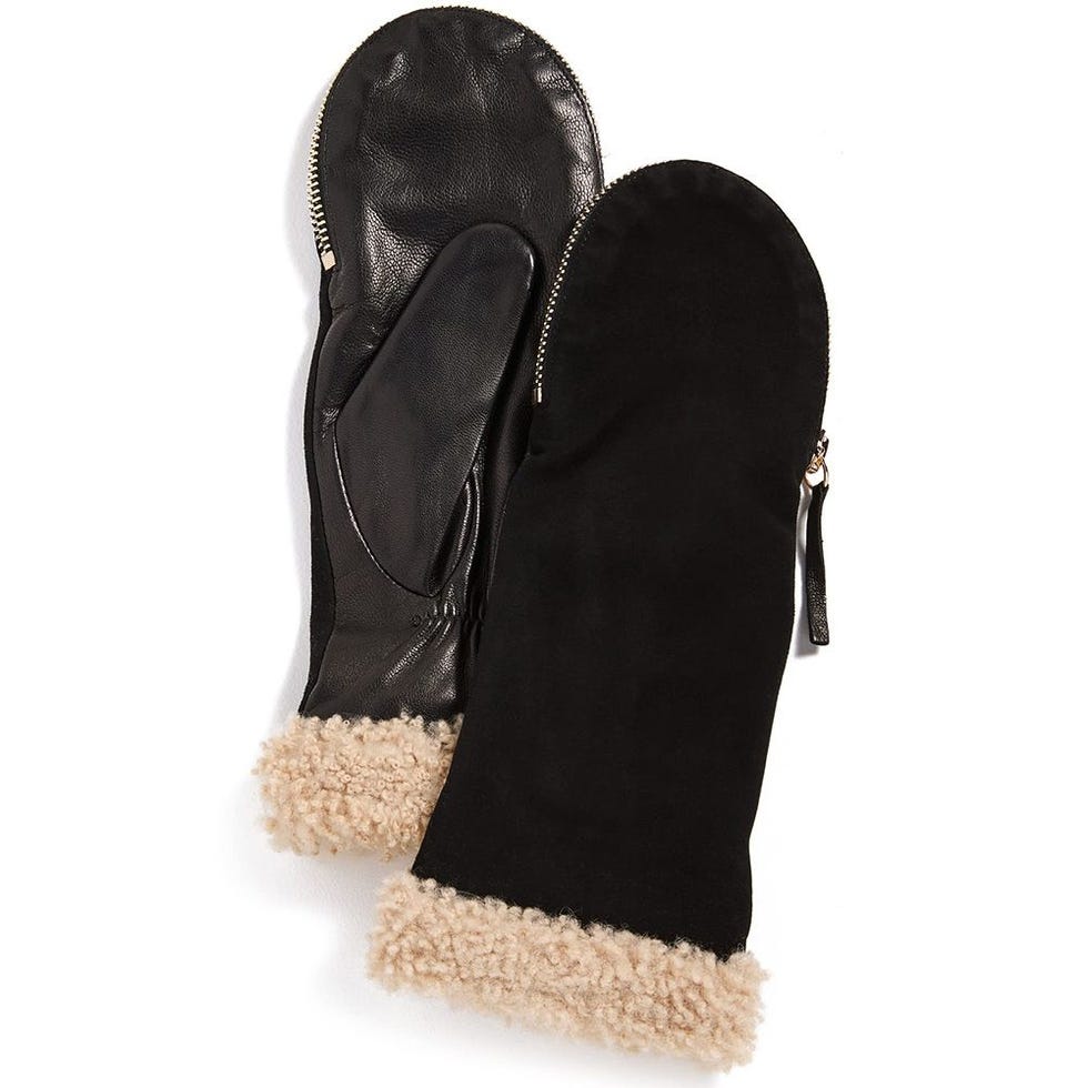 Shearling Cuff Mittens