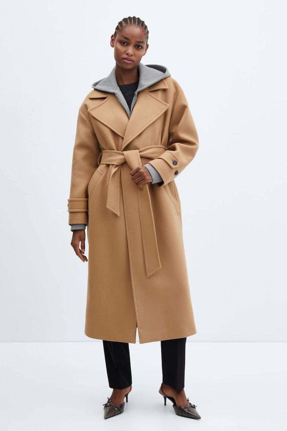 Wide Lapel Wool-Blend Coat