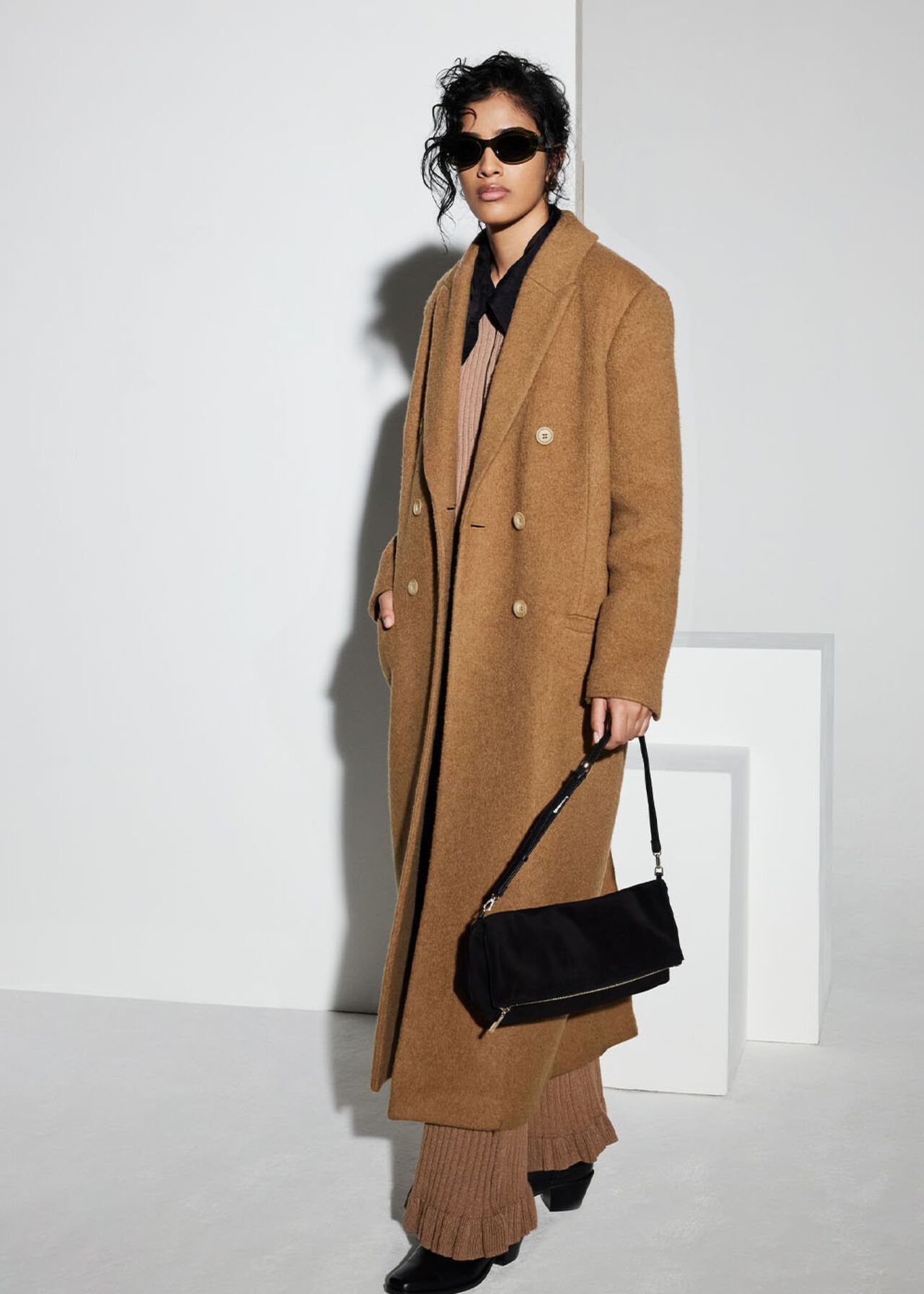 Camel wool 2024 coat zara