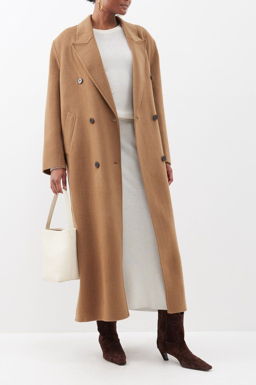 Cropped double-faced wool-blend double-breasted coat · Beige · Coats And  Jackets