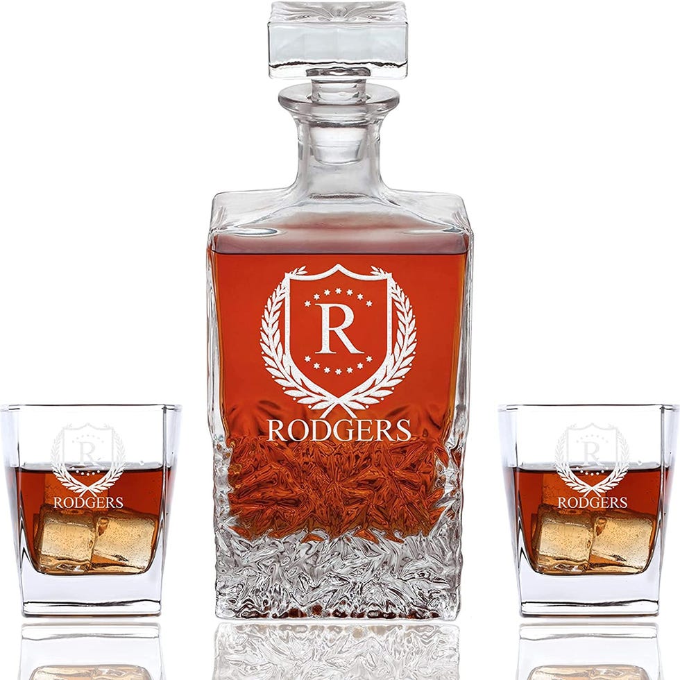 Personalized Squared Whiskey Decanter Set Personalized Squared Whiskey Decanter Set