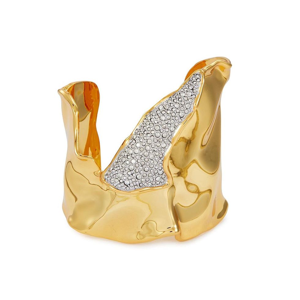 Solanales Gold Crystal Folded Cuff Bracelet